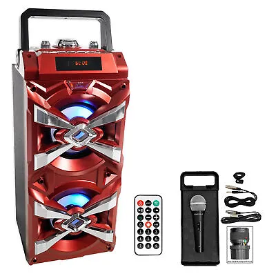 NYC Acoustics X-Tower Bluetooth Karaoke Machine System W/LED's+Microphone+Remote • $55
