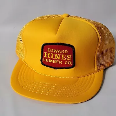 Vintage Edward Hines Lumber Co. Mesh Trucker Snapback Patch Hat NOS • $19.98