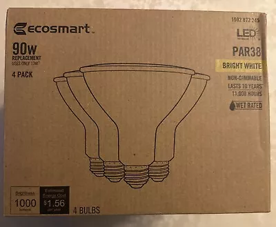 EcoSmart 90W Equivalent PAR38 LED Light Bulb - Pack Of 4 Bright White • $17