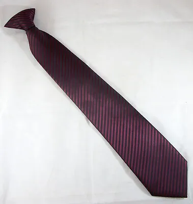 Burgundy & Black Stripes Clip-On Neck Tie 20  Long X 3.75  Wide (E503) • $10