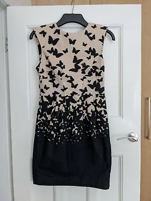 Warehouse Black And Beige Butterfly Shift Dress Size 10 • £9.99