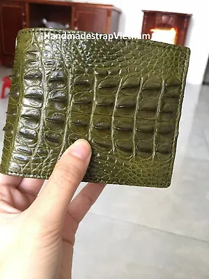 GREEN Genuine Alligator Crocodile Leather Skin Men's Bifold Wallet Credit Card • $135