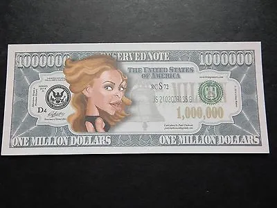 BEYONCE $1 MILLION DOLLAR NOTE Fantasy Bill $1000000 USA Queen Bey Songwriter US • £1.29