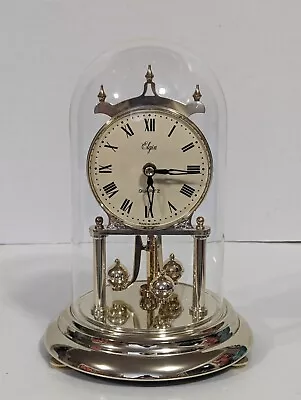 Vtg Elgin Anniversary Mantel Quartz Clock W/Glass Dome & Rotating Pendulum Gold • $49.99