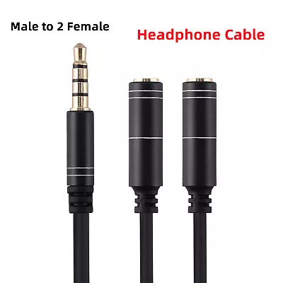 $3.29 • Buy 3.5mm Y Male To 2 Female Audio Adapter Headphone Cable Stereo AUX Jack Splitter