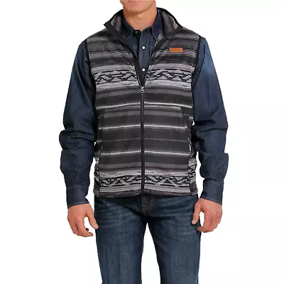 Cinch® Men's Striped Polar Fleece Black Vest MWV1585002 • $49.97