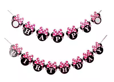Mouse Ears Happy Birthday Banner Mini Mouse Style Party Decorations Party S... • $14.32
