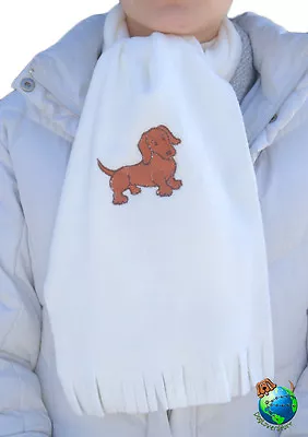 Dachshund Scarf Cream Fleece Red • $25.30