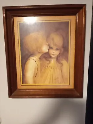 Vintage Framed Margaret Kane  A LITTLE KISS  FIRST LOVE BIG EYES • $35.99