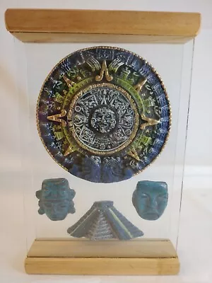  Aztec Calendar Piramid  Pedestal Olmeca Mayan/Malequita Stone • $85.57