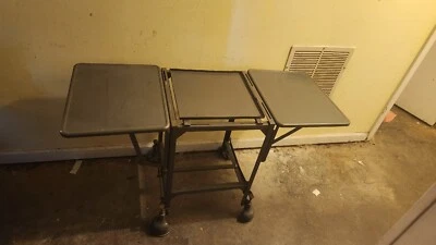 Vintage Typewriter Table Mid-Century Art Decor Rolling Metal Gray  • $89.99