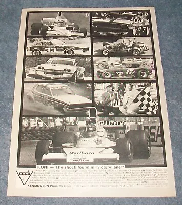 1977 Koni Shocks Vintage Racing Ad  The Shock Found In  Victory Lane  • $10.99