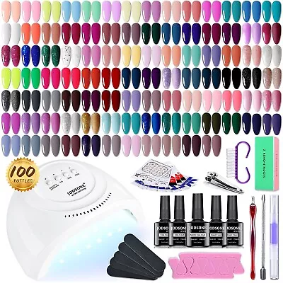 100 PCS Gel Nail Polish Starter Kit With UV Light 95 Colors Macarons - A152 • $49.99