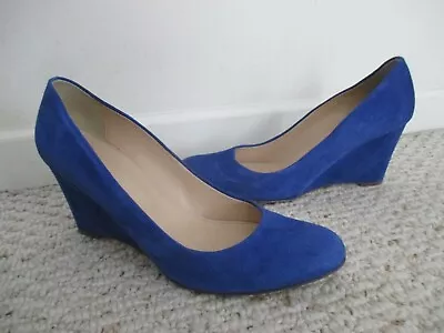 J Crew Martina Blue Suede Wedge Shoes Size 8.5 Italy  • $59.99