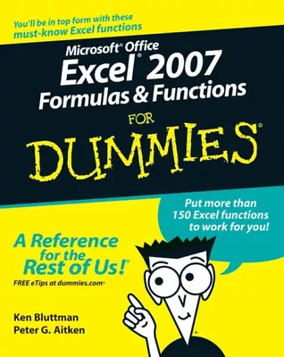 Microsoft Office Excel 2007 Formulas And Functions For Dummies Pe • $6.65