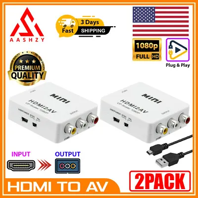 HDMI To AV Converter Hdmi To RCA Composite HD Video Audio Converters Adapter • $8.48