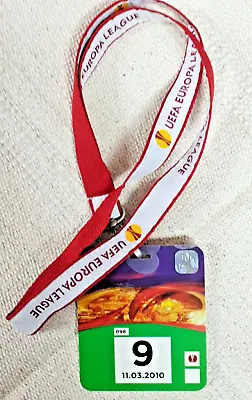 UEFA Europa League 2010 Pitch & Stadium Access Card With Lanyard Media Pass • $47.29