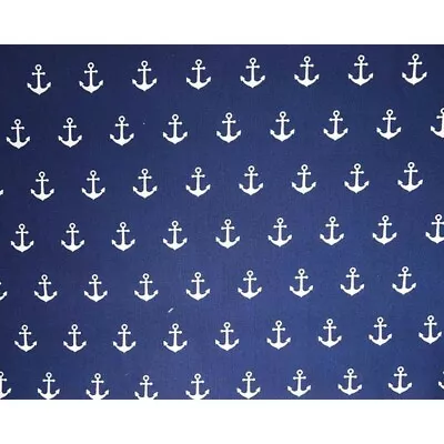 100% Cotton Fabric Anchors Nautical Sailors Sailing Beach Sea 145cm Wide • £1.50