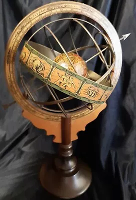 $139.99 • Buy Vintage Wood/metal Zodiac Armillary Astrology Old World Globe Made In Italy 14 