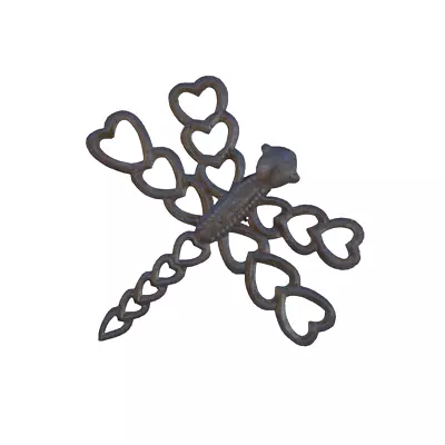 Handcrafted Haitian Metal Art Dragonfly With Heart Wings Love Garden Wall Art • $22