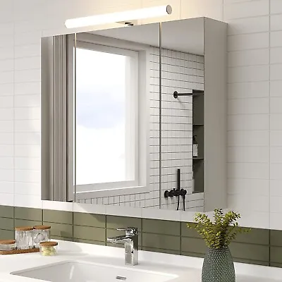 Bathroom Medicine Cabinet With Lights 3 Mirror Door 3 Tier Adjustable Shelves • $98.99
