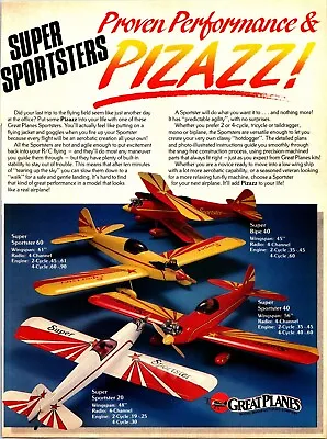 Super Sportster RC Airplane Vintage 1986 Print Ad Wall Decor Great Planes Lot 2 • $26.99