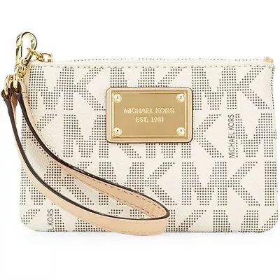 Michael Kors Lilly MD Tote Wallet Wristlet Womens One Size Beige Soft Leather • $19.99