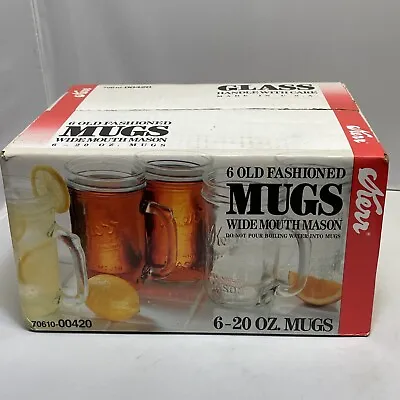 Kerr Wide Mouth Mason Jar Mugs With Handle 20oz Glass CASE Of 6 SEALED NEW RARE! • $129.95