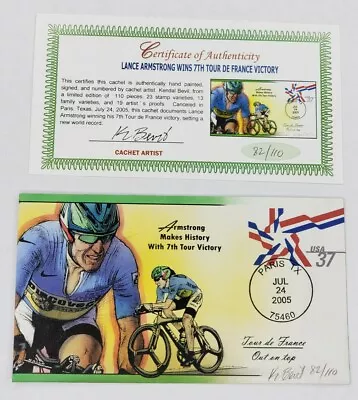 Bevil HP Lance Armstrong 7th Tour De France Event Cover W/COA Yellow Signed FDC • £13.30