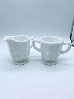 Westmoreland Milk Glass Creamer & Sugar Set • $17.99