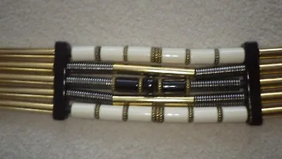 G. GAGLIANO Florence Italy BLACK LEATHER GOLD METAL IVORY TUBE BELT 1980s RARE • $57