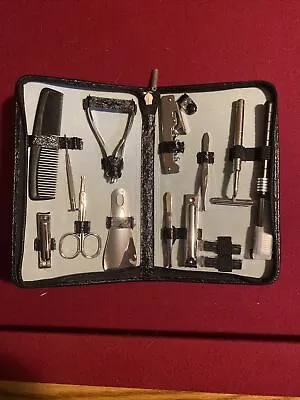 Vintage Men’s Grooming Kit In Zippered Leather Case • $5