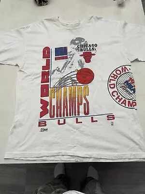 Chicago Bulls Vintage T-Shirt 1991 NBA Finals Magic Johnson T's All Over AOP Red • $40