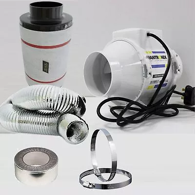 Carbon Filter Fan Kit Extractor Inline 4  5  Or 6  Grow Tent Set Hydroponics 100 • £69.83