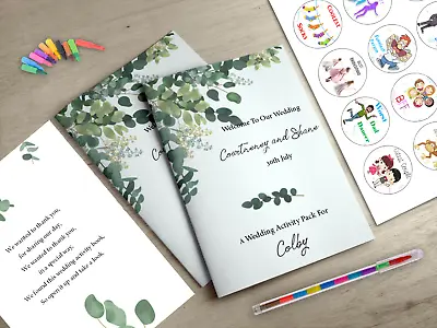 Childrens Wedding Activity Pack Personalised Book Favour NEW In 2023 Eucalyptus • £2.50