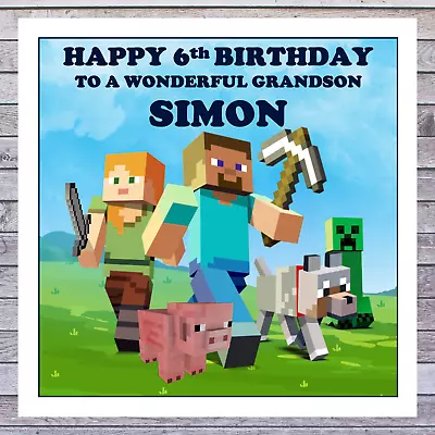 MINECRAFT BIRTHDAY CARDS Any Name Age Relation Occasion • £3