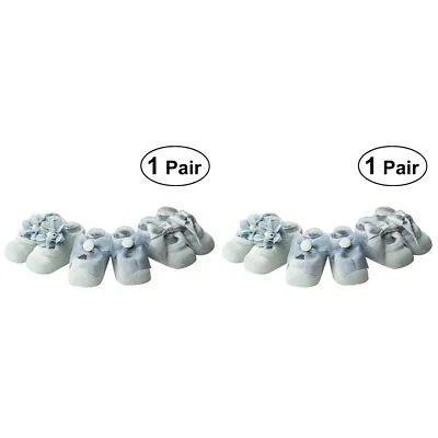 2 Pairs Anti Slip Trainer Socks Cotton Gripper Baby Bow Tie • £8.48