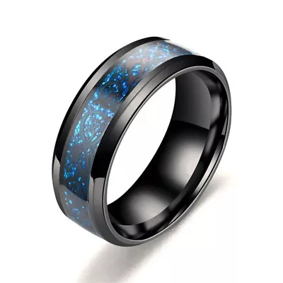 For Mens Women Silver Dragon Inlay Stainless Steel Jewelry Wedding Ring Size6-13 • $0.99