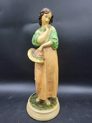 Borghese Figurine Lady Girl Chalkware Vintage 10.5  Tall Italy • $40