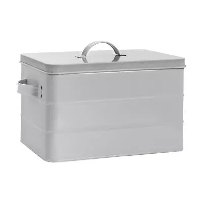 1x Grey 15L Vintage Metal Storage Canister Tin Kitchen Food Rice Container Box • $31.40