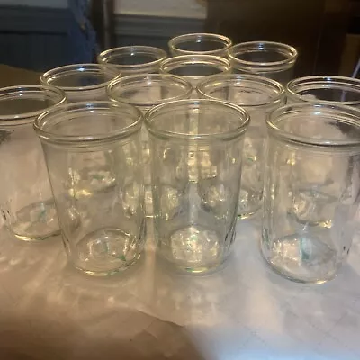 (12)Vintage Juice Jelly Jar Glasses Clear Farmhouse Starburst & Diamond Pattern • $39