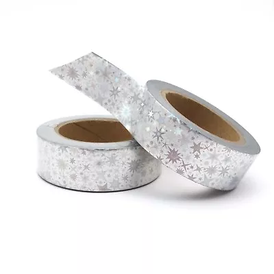 $5.50 • Buy Washi Tape Silver Holographic Stars Metallic Foil Galaxy Cosmos Celestial 10m