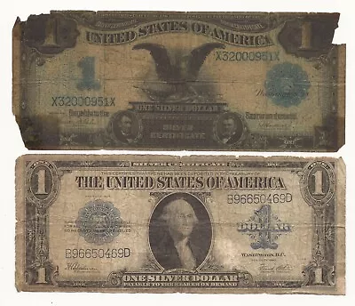 2 Note Lot! 1899 $1 Dollar Bill Black Eagle & 1923 $1 Silver Certificate 951X • $96.79