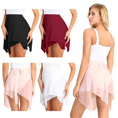 £7.82 • Buy Women's Asymmetric Ballet Dance Chiffon Wrap Skirt Skate Wrap Over Scarf Dress