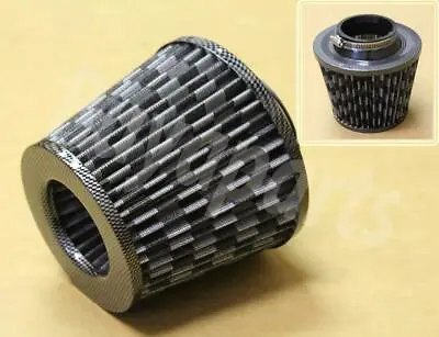 3'' Inch Inlet Short Ram/cold Intake Round Cone Mesh Air Filter Carbon Fiber • $19.99