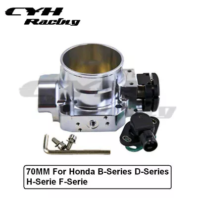 70MM Aluminum Throttle Body + Tps For Honda B-Series B16 B18 D-Series D15 D16 • $92.48