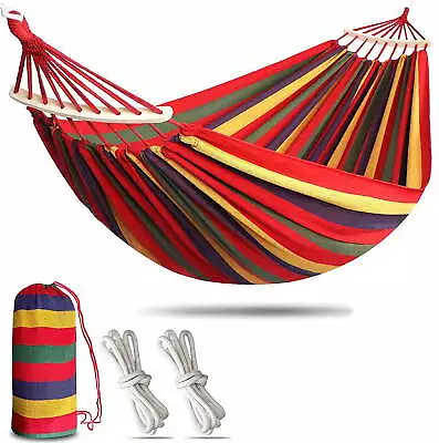 Hammock 2 People With Two Anti Roll Balance Beam Canvas Cotton Hammock With • $36.08