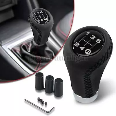 Universal 5 Speed Car Auto Manual Gear Stick Shift Knob Shifter Lever Leather US • $13.98