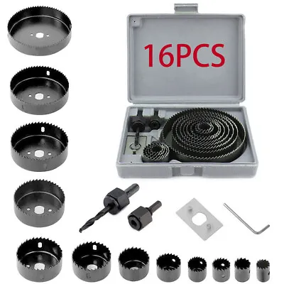 HOLE SAW KIT SET 19-127mm HEAVY METAL CIRCLE CUTTER ROUND DRILL WOOD DOWNLIGHT • £9.19