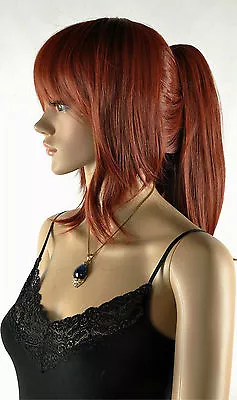 New Cos Red Brown Short Straight Party Full Wig Hair+One Ponytails • $19.99